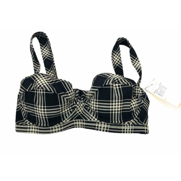 Michael Kors Bra Only Black Beige Sedona Plaid Size 4 NWT Underwire Top White - Picture 3 of 12